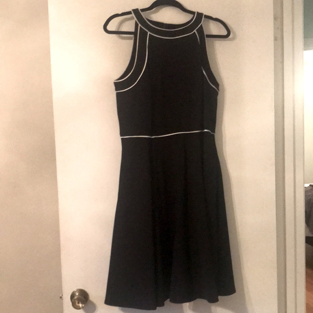 WHBM black a line with white piping